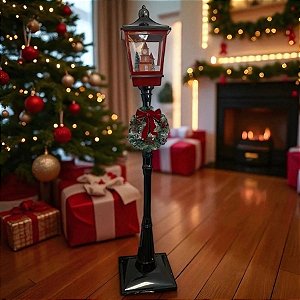 Cenário de Natal - Poste Iluminado com Led - Casinha com Trenó  - 1,84m - 1 unidade - Rizzo