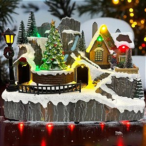 Cenário De Natal - Vila Natalina com Som e Luz - 42x27,5x26,5cm - 1 unidade - Rizzo