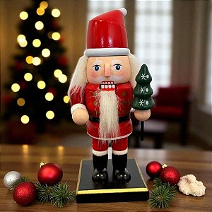 Enfeite Decorativo de Natal em Madeira - Papai Noel - 15cm - 1 unidade - Rizzo