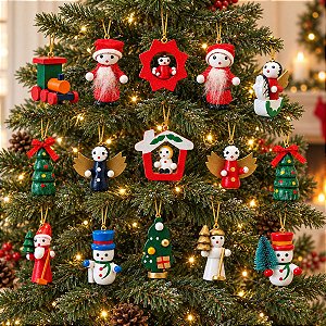 Mini Enfeite de Madeira para Árvore de Natal - 15 peças - 5cm - 15 unidades - Rizzo