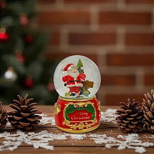 Enfeite Decorativo de Natal - Globo de Natal Decorativo - Papai Noel e Arvore de Natal - Caixa Musical - 15x10,5x10,5cm