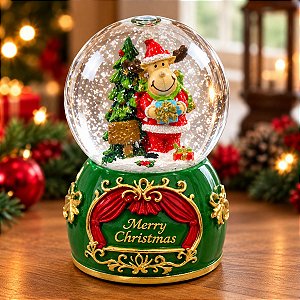 Enfeite Decorativo de Natal - Globo de Neve com Rena e Árvore - 4,5x7cm - RZO02298 - 1 unidade - Rizzo