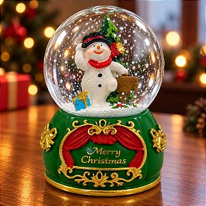 Enfeite Decorativo de Natal - Globo de Neve com Boneco de Neve e Árvore - 4,5x7cm - RZO02298 - 1 unidade - Rizzo