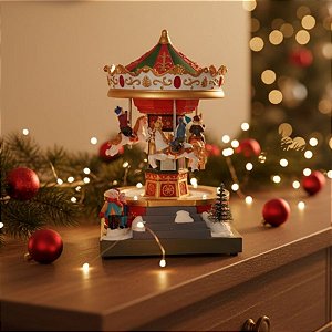 Cenário De Natal - Carrossel com Som , Luz e Movimento - 12x18cm - 1 unidade - Cromus - Rizzo