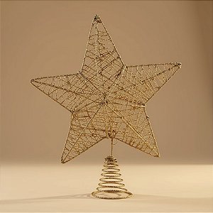 Topo Estrela para Árvore de Natal Plástico - Ouro - 27x23x5,5cm - 1 unidade - Cromus - Rizzo