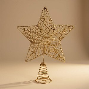 Topo Estrela para Árvore de Natal Plástico - Ouro - 24x19,5x5cm - 1 unidade - Cromus - Rizzo