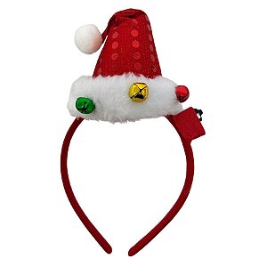 Tiara de Natal Papai Noel com LED - 20x12,5x1,5cm - 1 unidade - Cromus - Rizzo