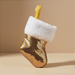Meia de Natal para Pendurar - Dourado Metalizado - 15cm - 1 unidade - Cromus - Rizzo