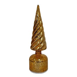 Enfeite Decorativo de Natal com Luz e Movimento - Árvore Giratória Dourada - 29,5x9x9cm - 1 unidade - Cromus - Rizzo
