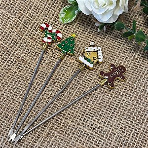 Palito Decorativo Petisco e Fondue - Charmes de Natal - 13cm - 4 unidades - Cromus - Rizzo