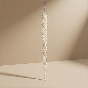 Enfeite Decorativo Para Pendurar de Natal - Cordão Perolas Brancas - 23,5x2cm - 1 unidade - Cromus - Rizzo
