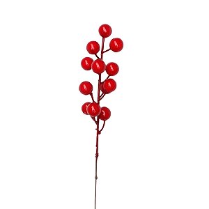 Galho Decorativo de Natal - Frutinhas Vermelhas Pequenas - 21x7x5cm - 1 unidade - Cromus - Rizzo