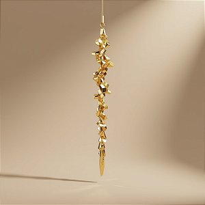 Enfeite Decorativo Para Pendurar de Natal - Estalactite Ouro - 25x3,5x3,5cm - 1 unidade - Cromus - Rizzo