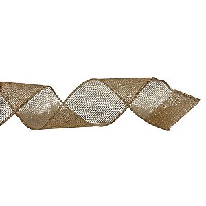 Fita Aramada Decorativa de Natal - Ouro Vazado - 6,3cmx9,14m - 1 unidade - Cromus - Rizzo