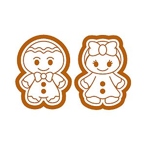 Kit Cortador Carimbo Casal Boneco Gingerbread 3D - Ref.1068 - 1 unidade - RR Cortadores - Rizzo