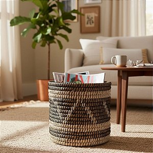 Cesta Decorativa Raoni de Seagrass - 27x27x25cm - 1 unidade - Rizzo