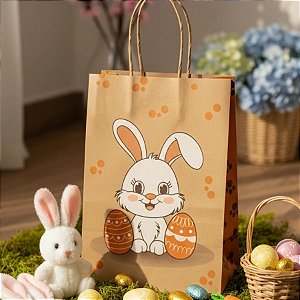 Sacola de Papel Kraft - 20x15x25cm - Páscoa Rabbit   - 10 unidades - Rizzo
