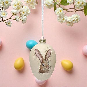 Ovo Decorativo de Páscoa para Pendurar - "Coelho de Páscoa" - 10x6,5cm  - 2 unidades - Rizzo