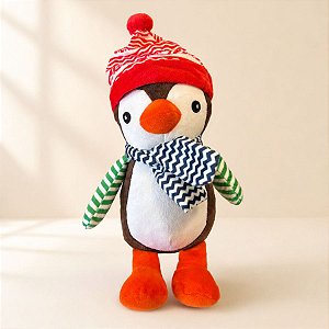 Pinguim de Pelúcia - Cachecol e Touca - 16x22x12cm - 1 unidade - Rizzo