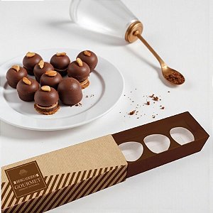 Caixa 6 Brigadeiros Retangular Marrom e Bege com Luva - 16,8x4cm - 1 unidade - Cromus - Rizzo