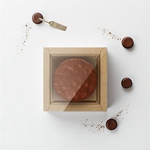 Caixa 1 Pão de Mel Quadrada Kraft Com Tampa Cristal - 9x4cm - 1 unidade - Cromus - Rizzo