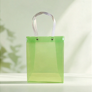 Sacola Transparente PVC com Alça de Fibra - Verde - 24,5x19,5x9,5cm - 1 unidade - Rizzo