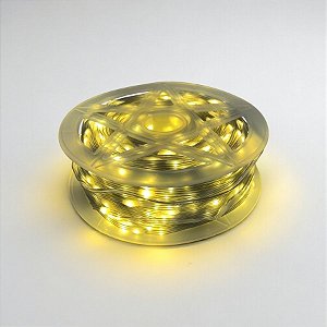 Cordão de LED Pisca Pisca Blindado Luz Branco Quente com Fio Transparente 1000 Leds de 8 Funções -  Bivolt - 100m - 1 un