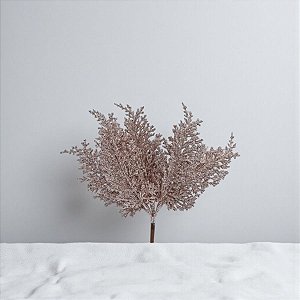 Galho Decorativo de Natal - Champagne com Glitter - 24x20x4cm - 1 unidade - Cromus - Rizzo