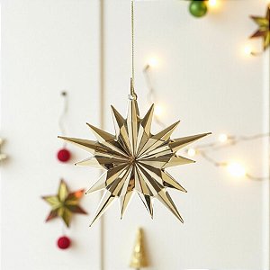 Enfeite Decorativo Para Pendurar de Natal - Estrela Natalina Ouro - 11x11cm - 1 unidade - Cromus - Rizzo