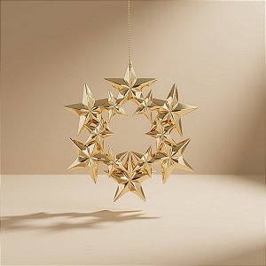 Enfeite Decorativo Para Pendurar de Natal - Guirlanda Ouro - 12x12cm - 1 unidade - Cromus - Rizzo