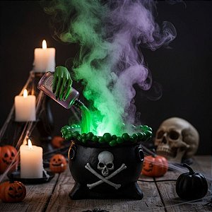 Enfeite Decorativo de Halloween Com Luz e Som - Caldeirão Feitiços - Bivolt - 44x31cm - 1 unidade - Cromus - Rizzo
