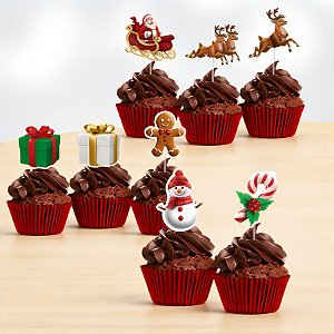 Pick Decorativo Para Doces - Natal - 12x4,5cm - 8 unidades - Regina - Rizzo