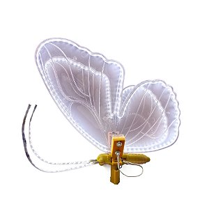 Borboleta de LED Branco para Decoração com Movimento - 40cm  - 1 unidade - Rizzo