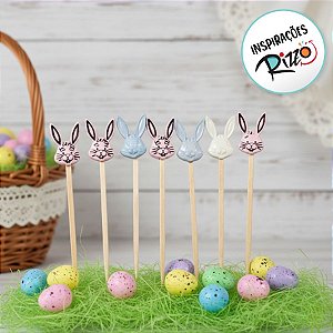 Pick Decorativo - Coelhinhos - 10,5cm - 10 unidades - Rizzo