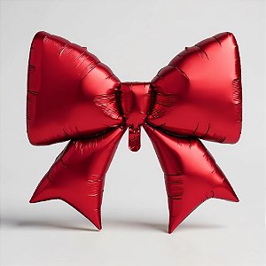 Balão de Festa Metalizado 98x75cm - Laço Vermelho - 1 unidades - Rizzo