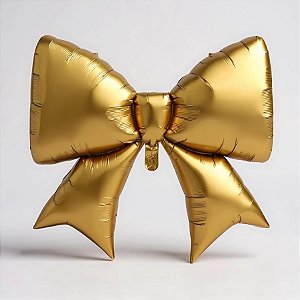 Balão de Festa Metalizado 98x75cm - Laço Dourado - 1 unidades - Rizzo