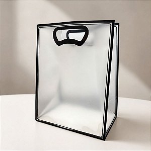 Sacola Transparente Fosca Pvc Alça Plana Preto - 30x23x15cm - 10 unidades - 10 unidades - Cromus - Rizzo