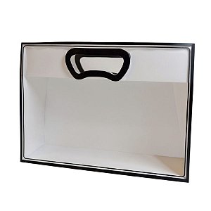 Sacola Transparente Fosca Horizontal Pvc Alça Plana Preta - 22x30x9cm - 10 unidades - 10 unidades - Cromus - Rizzo