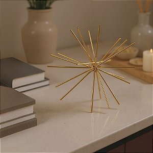 Escultura Ouriço Dourado em Metal - 13x13cm - 1 unidade - Rizzo
