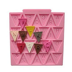 Molde de silicone Alfabeto Bandeirolas S10  Molds Planet Rizzo Confeitaria