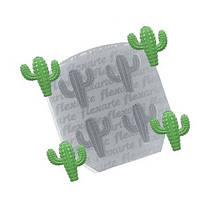 Molde de Silicone Quarteto de Mini Cactos Ref. 462 Flexarte ​