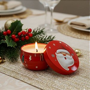 Vela Aromática De Natal - Lata Metálica Papai Noel - 70g  - 1 unidade - Rizzo
