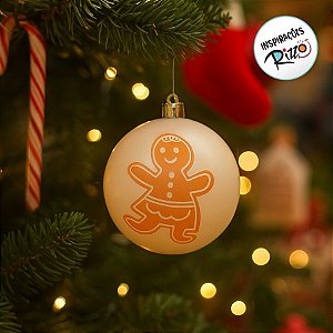 Bolas de Natal - Bege com Ginger Branco/Bege - 10x10cm   - 4 unidades - Cromus - Rizzo