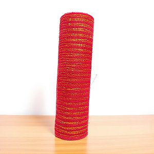 Tela Vazada - Vermelha com Detalhe Dourado - 26x914cm - 1 unidade - Rizzo