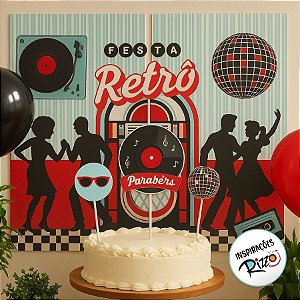 Painel Decorativo 4 Lâminas - Festa Retrô - 90x64cm - 4 unidades - FestColor - Rizzo