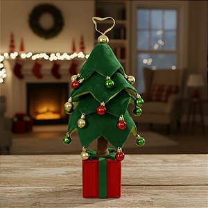 Enfeite Decorativo De Natal Com LED - Árvore Sobre Caixa De Presente - 90cm - 1 unidade - Rizzo