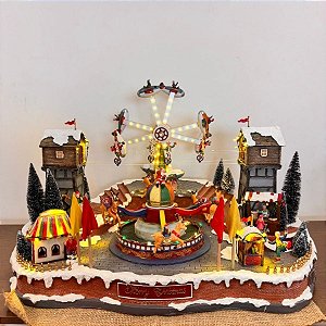 Cenário De Natal - Parque de Diversão com Som , Luz e Movimento - 68x46x41cm - 1 unidade - Rizzo