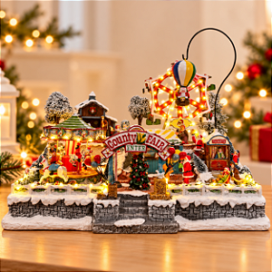 Cenário De Natal - Parque de Diversão com Som , Luz e Movimento - 44x39,5x34cm - RZO02320 - 1 unidade - Rizzo