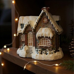 Cenário De Natal - Casa Natalina com Luz - 14,5x10x14cm - 1 unidade - Rizzo