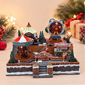 Cenário De Natal - Parque de Diversão com Som , Luz e Movimento - 23x18,5x16,5cm - RZO02334 - 1 unidade - Rizzo
